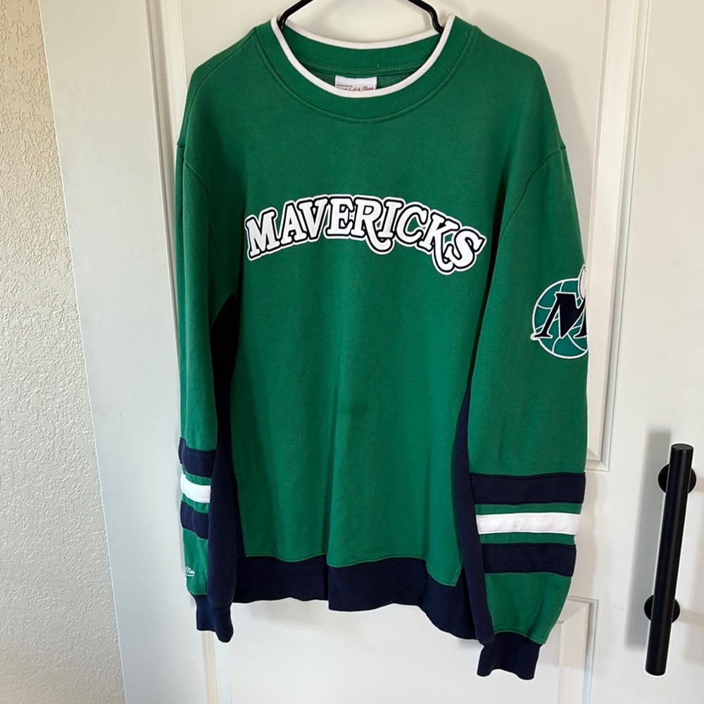 Mitchell & Ness Green Mavericks Crew Neck Sweater